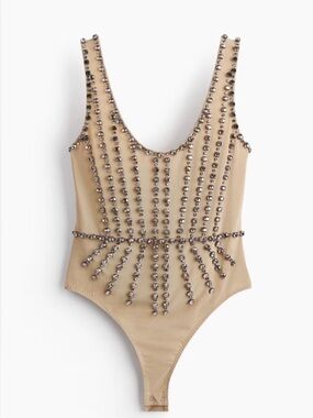 💎 EXCLUSIVE STELLA McCARTNEY x H&M 💎 CRYSTAL-EMBELLISHED MESH BODYSUIT Size L